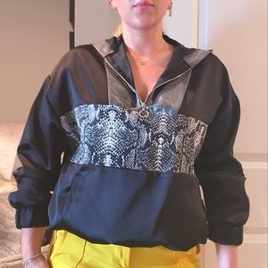 Zara satin pull over with snake print and draw string